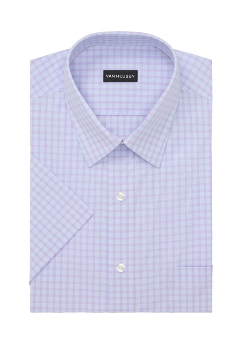 Mens Short Sleeve Regular Fit Dress Shirt