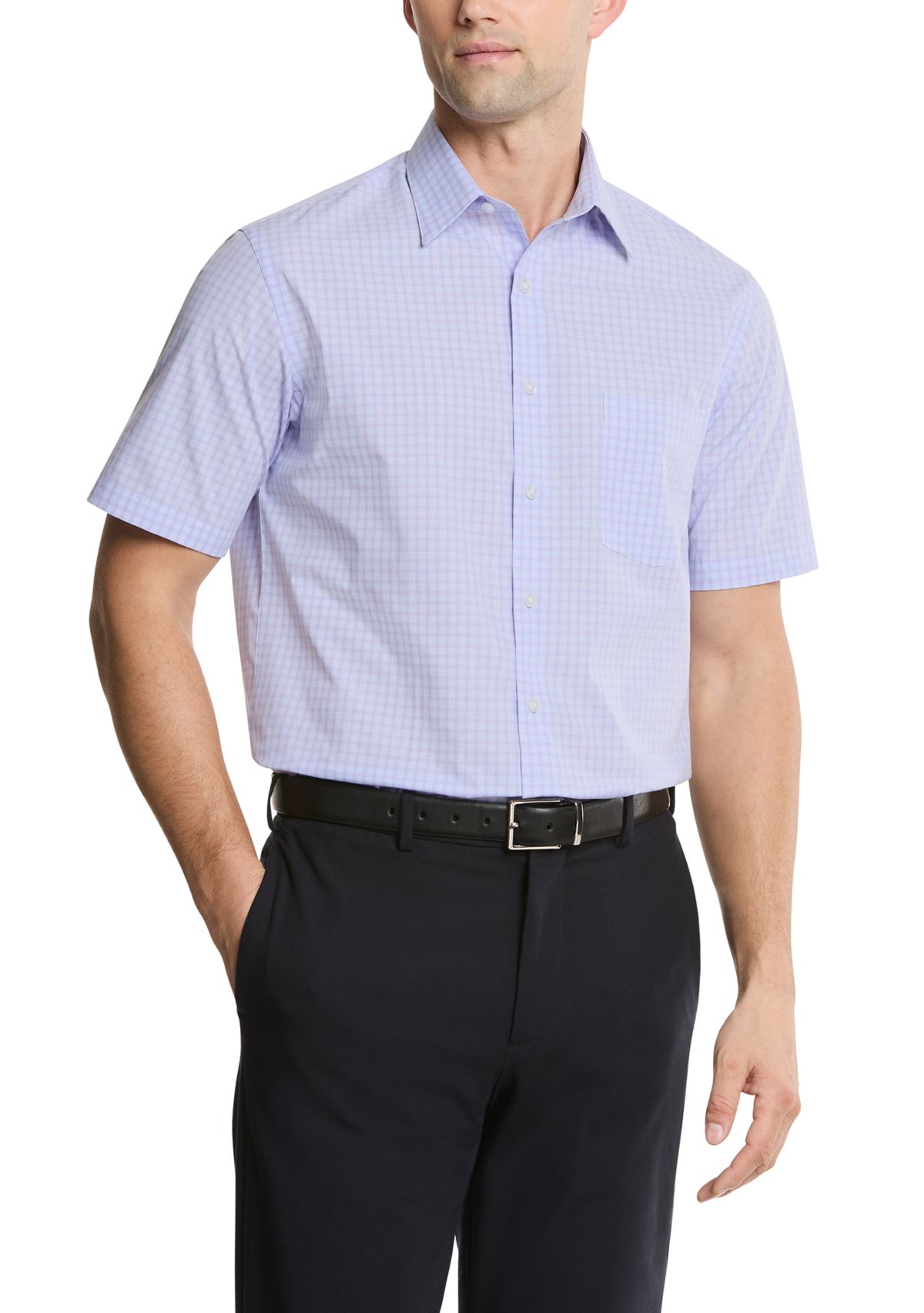 Mens Short Sleeve Regular Fit Dress Shirt