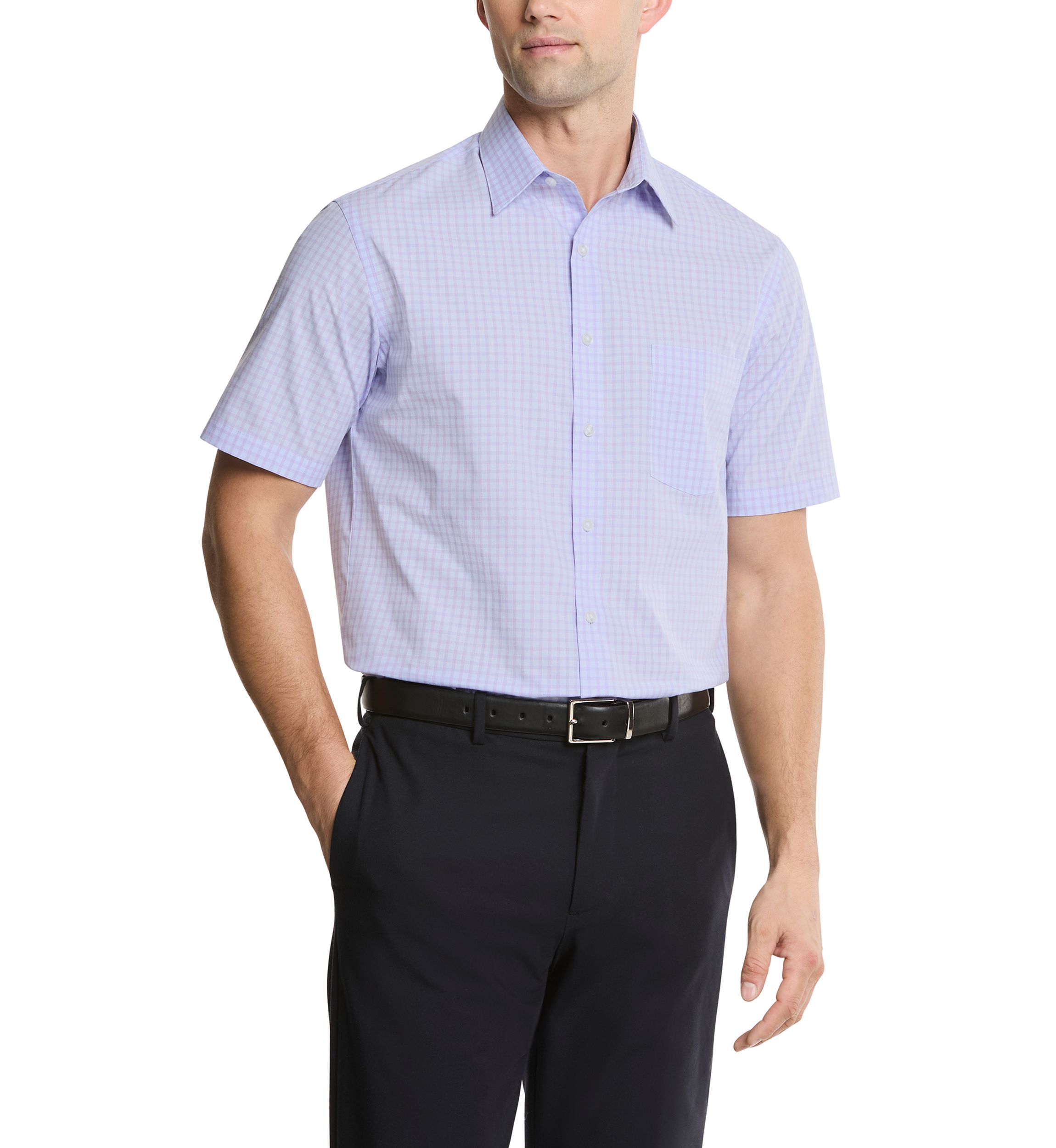 Mens Short Sleeve Regular Fit Dress Shirt