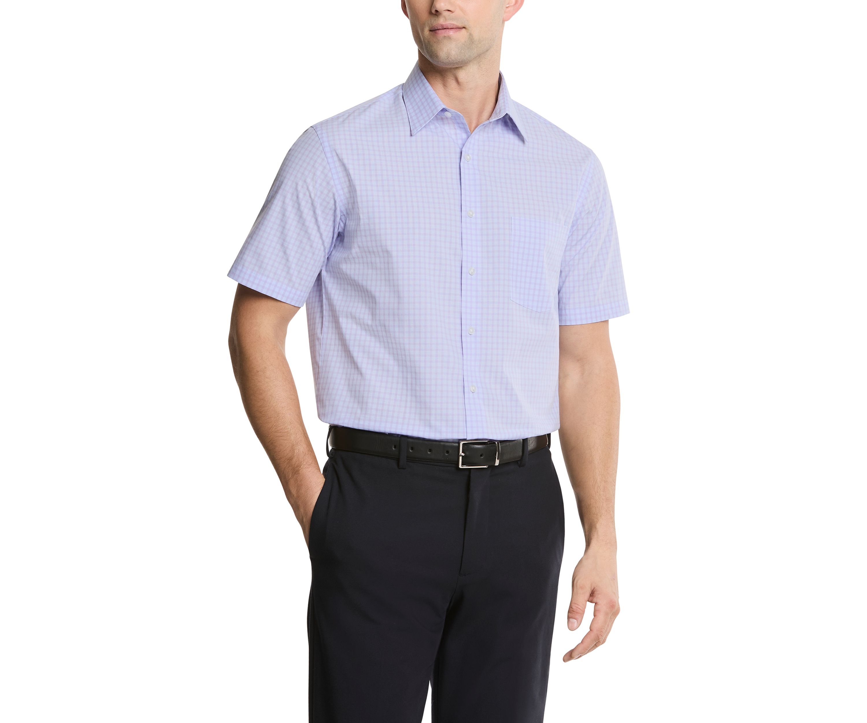Mens Short Sleeve Regular Fit Dress Shirt