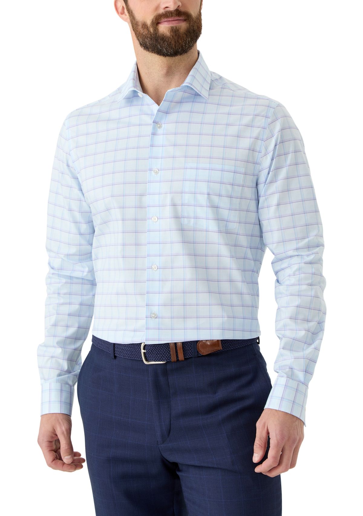 Mens Ultra Wrinkle Free Stretch Collar Shirt