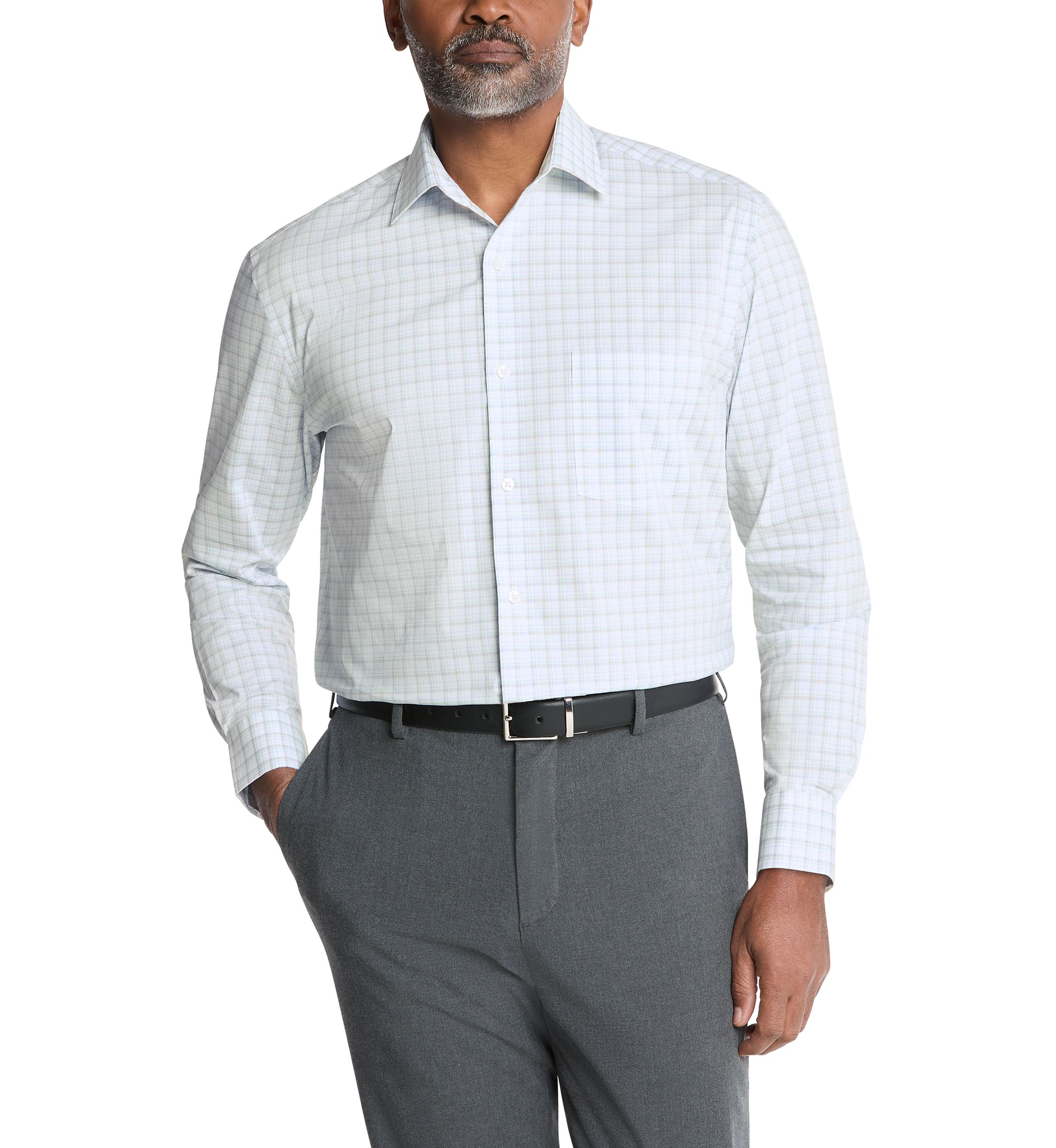 Mens  Ultra Wrinkle Free Regular Fit Dress Shirt, Flex Collar