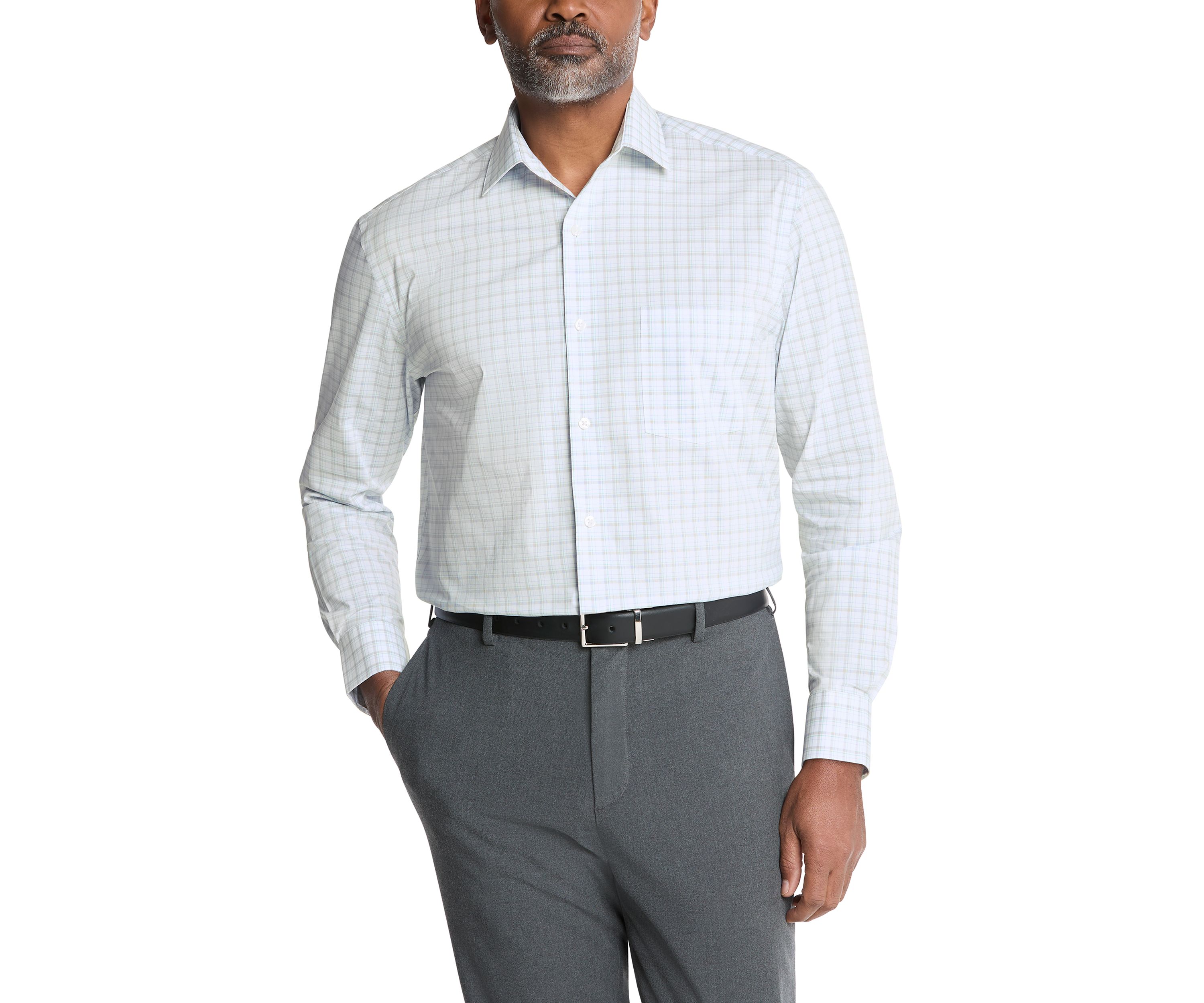 Mens  Ultra Wrinkle Free Regular Fit Dress Shirt, Flex Collar