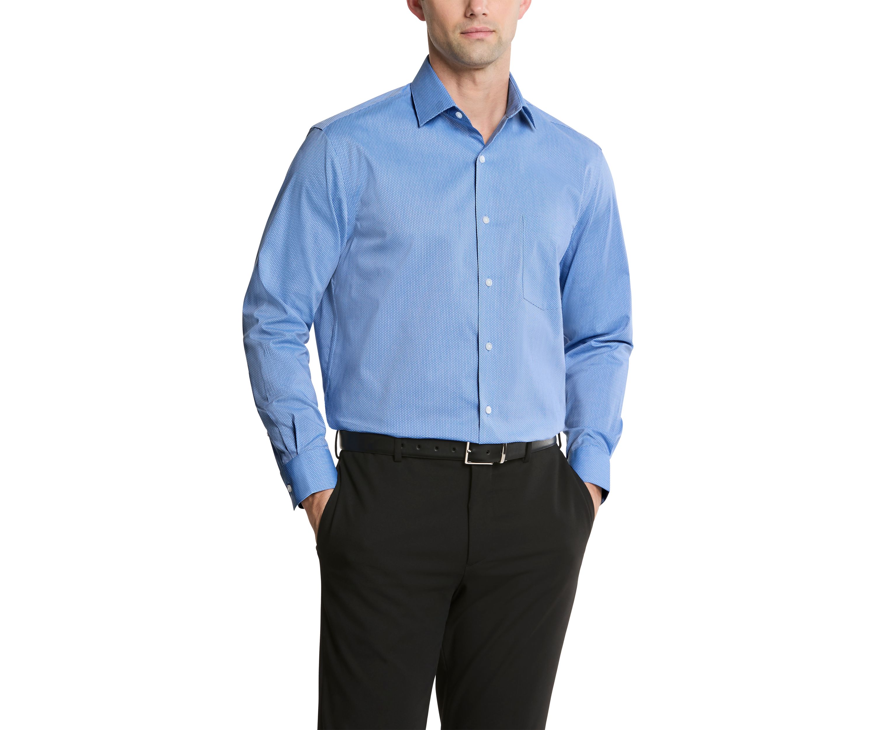 Mens Ultra Wrinkle Free Flex Collar Slim Fit Dress Shirt
