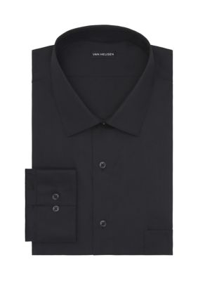 Van Heusen Men's Everyday Defense Long Sleeve Fitted Fit Dress Shirt, Black, 15 - 15.5 32/33