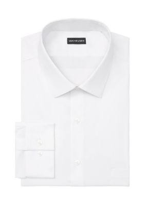 Van Heusen Men's Everyday Defense Long Sleeve Fitted Fit Dress Shirt, White, 15 - 15.5 32/33