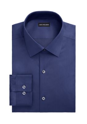 Van Heusen Men's Ultra Wrinkle Free, Flex Collar Regular Fit Shirt, Navy Blue, 18 - 18.5 34/35