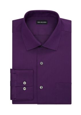 Van Heusen Men's Everyday Defense Stain Shield, Fitted Fit Dress Shirt, Purple, 15 - 15.5 32/33