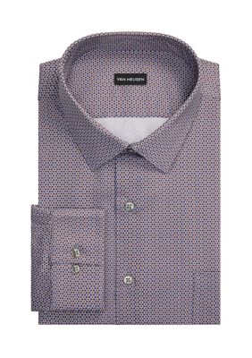 Van Heusen Men's Everyday Defense Stain Shield, Fitted Fit Dress Shirt, Brown, 15 - 15.5 32/33