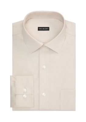 Van Heusen Men's Ultra Wrinkle Free Flex Collar Regular Fit Dress Shirt, Beige, 18 - 18.5 34/35