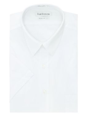 Van Heusen Men's Big & Tall Short Sleeve Wrinkle-Free Poplin Dress Shirt, White, 20 Tall