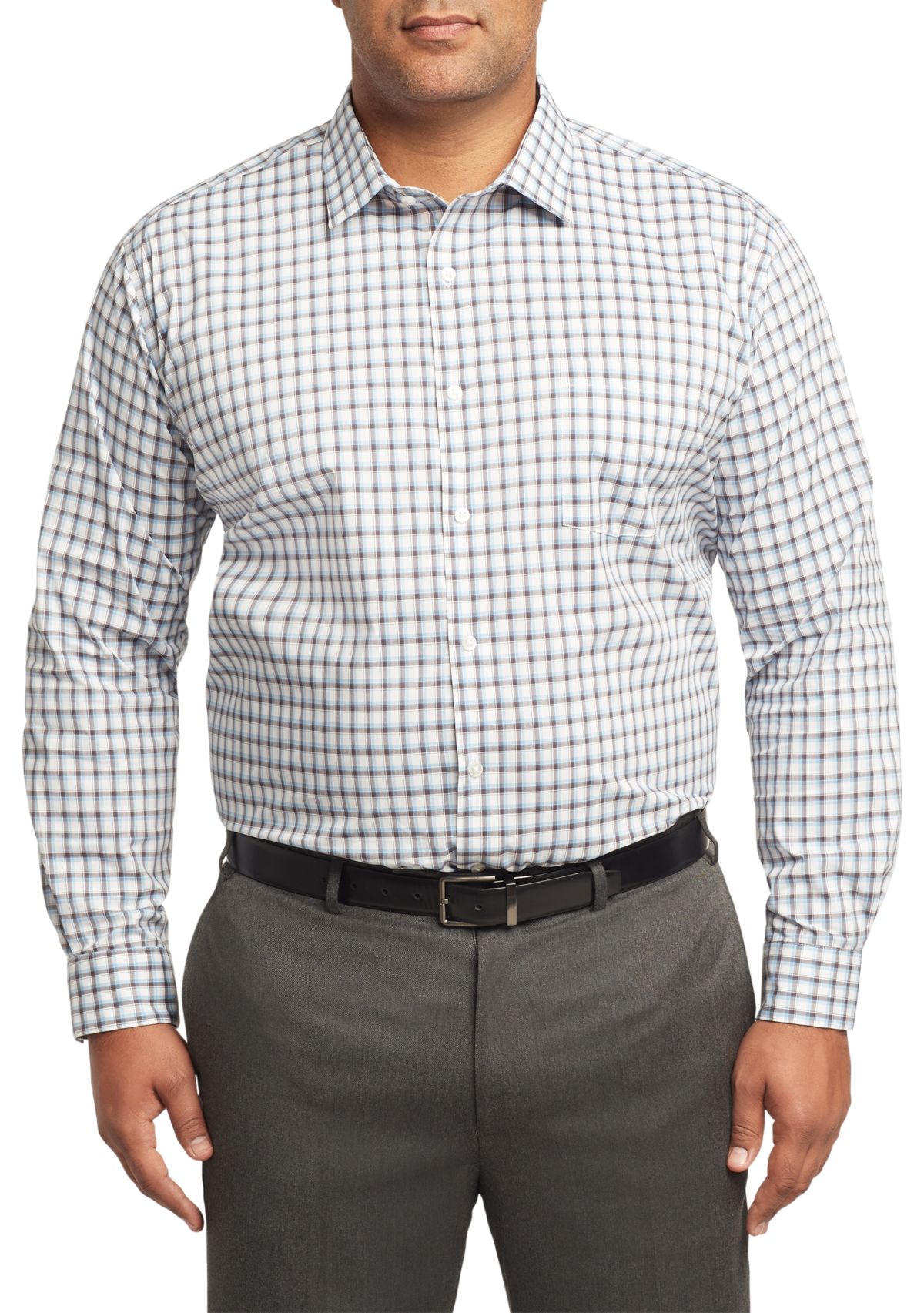 Mens Big Ultra Wrinkle Free Stretch Collar Shirt