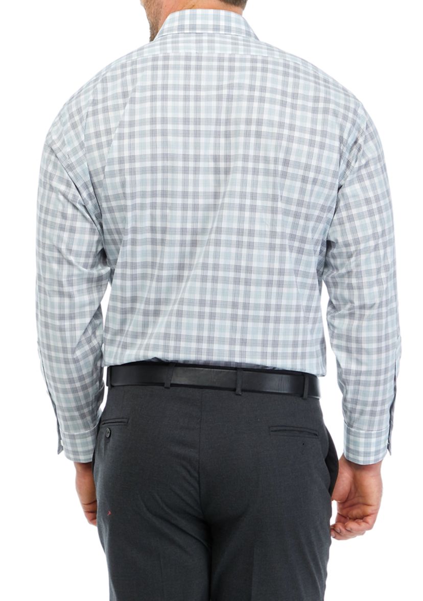 Mens Big Regular Fit Wrinkle Free Plaid Shirt 