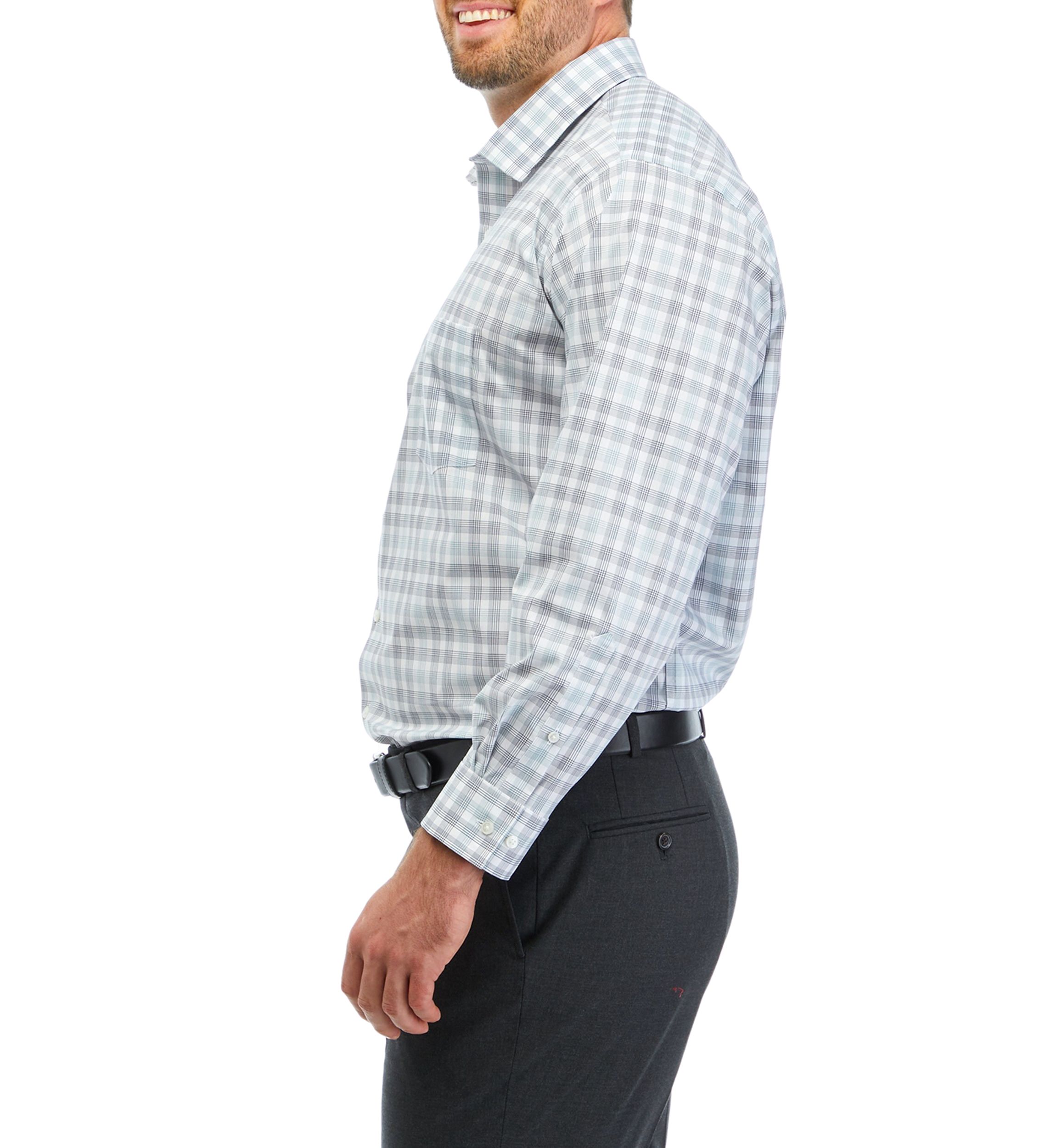 Mens Big Regular Fit Wrinkle Free Plaid Shirt 