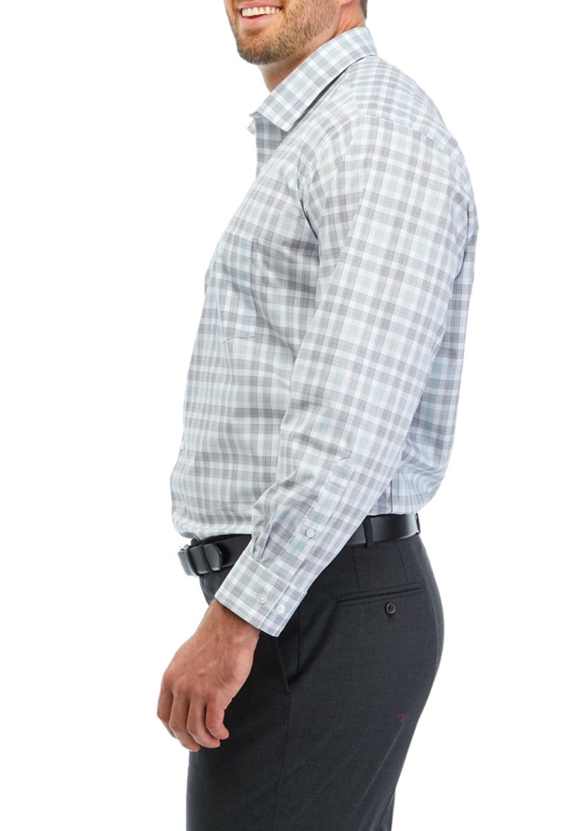 Mens Big Regular Fit Wrinkle Free Plaid Shirt 