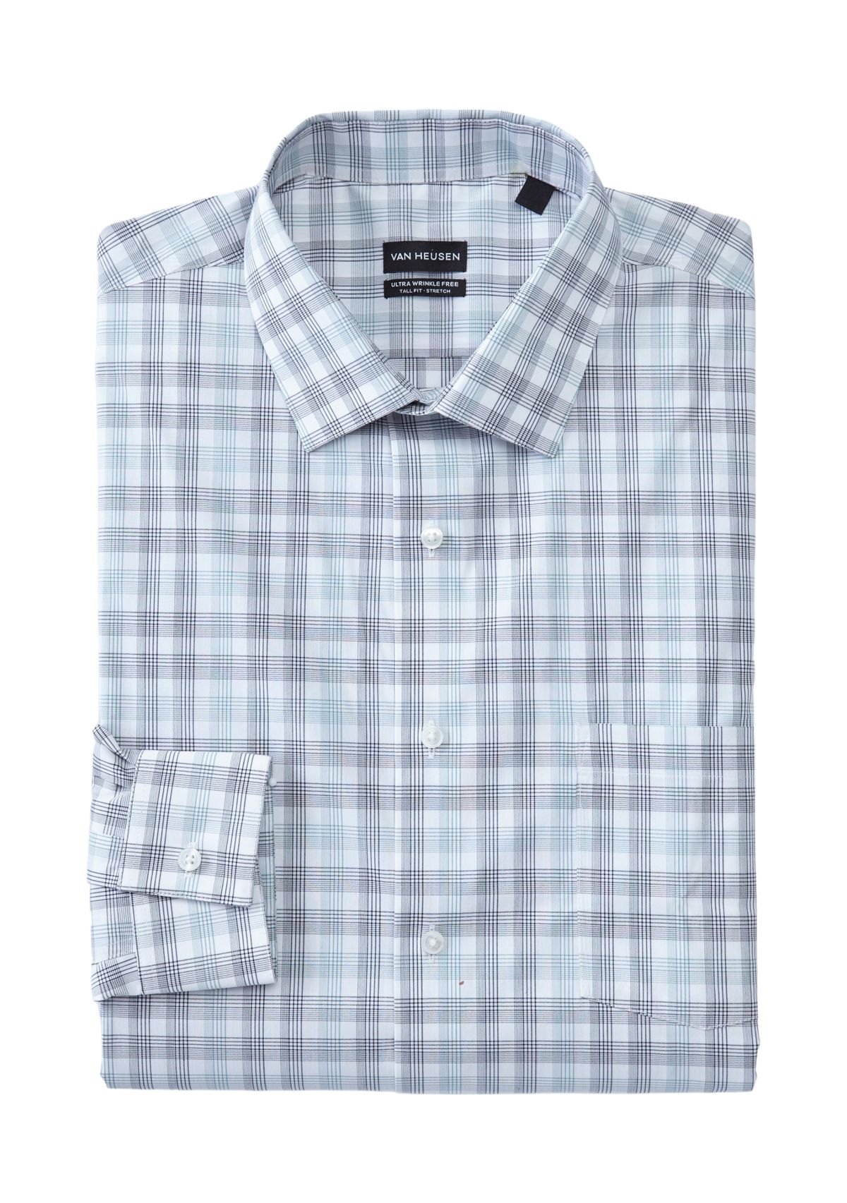 Mens Tall Regular Fit Wrinkle Free Plaid Shirt 