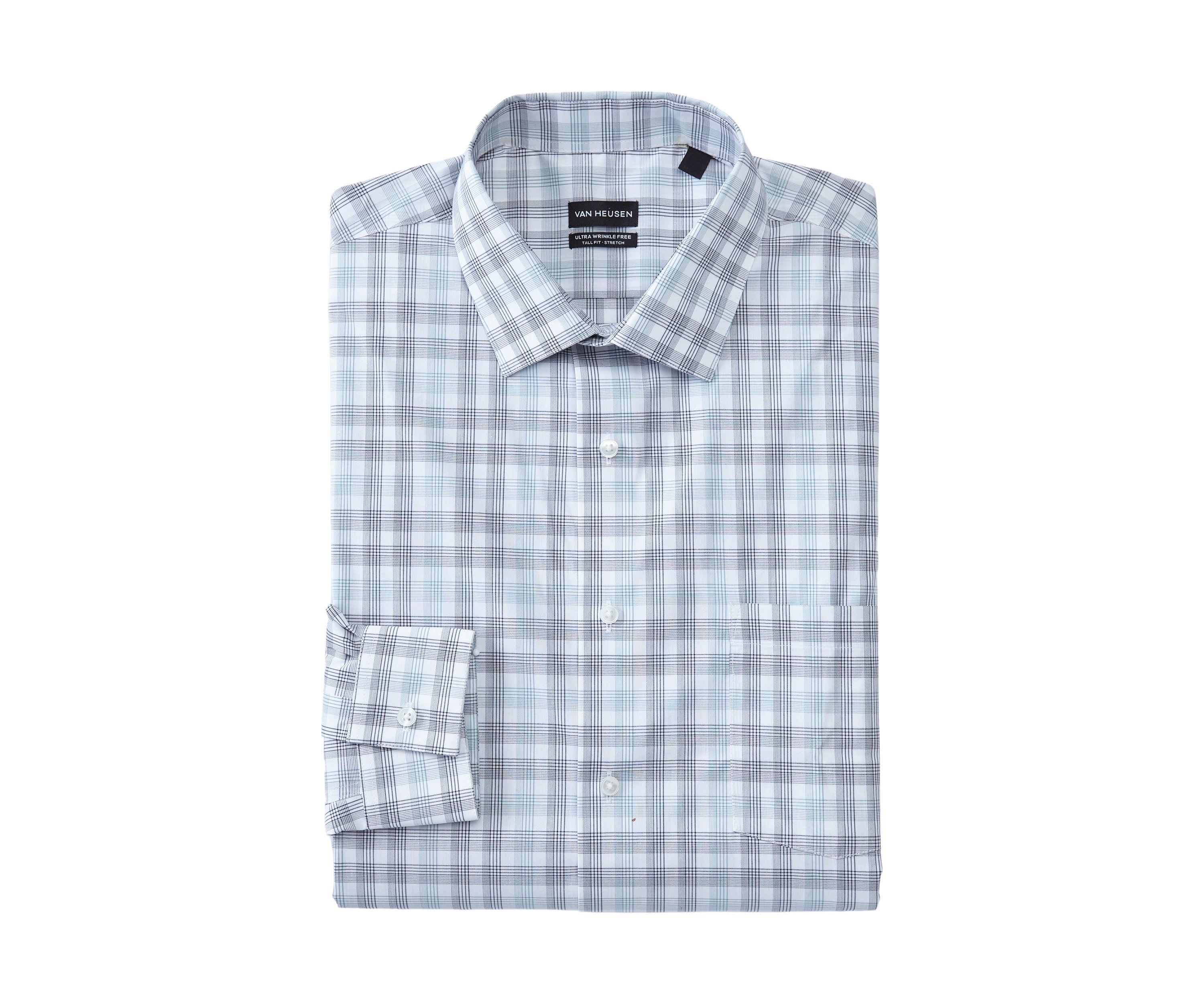 Mens Tall Regular Fit Wrinkle Free Plaid Shirt 