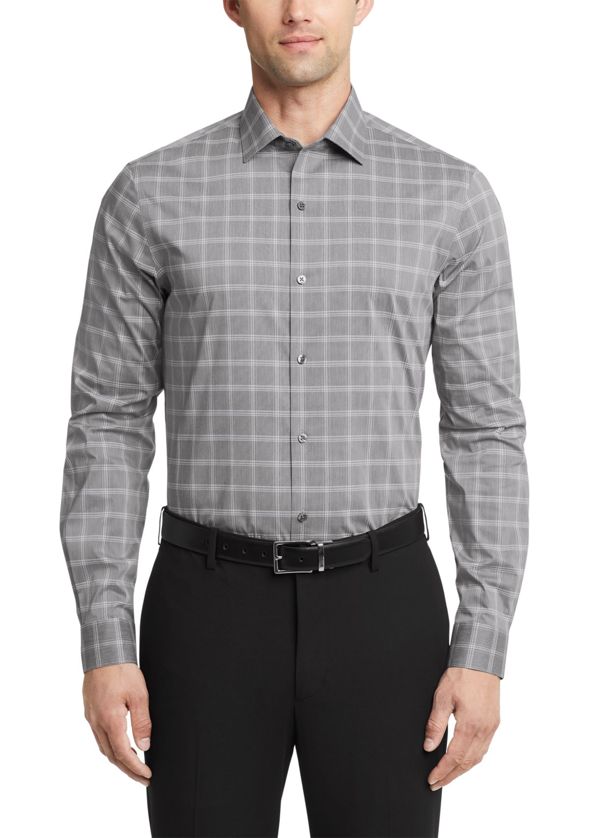 Mens Tall Regular Fit Wrinkle Free Plaid Shirt