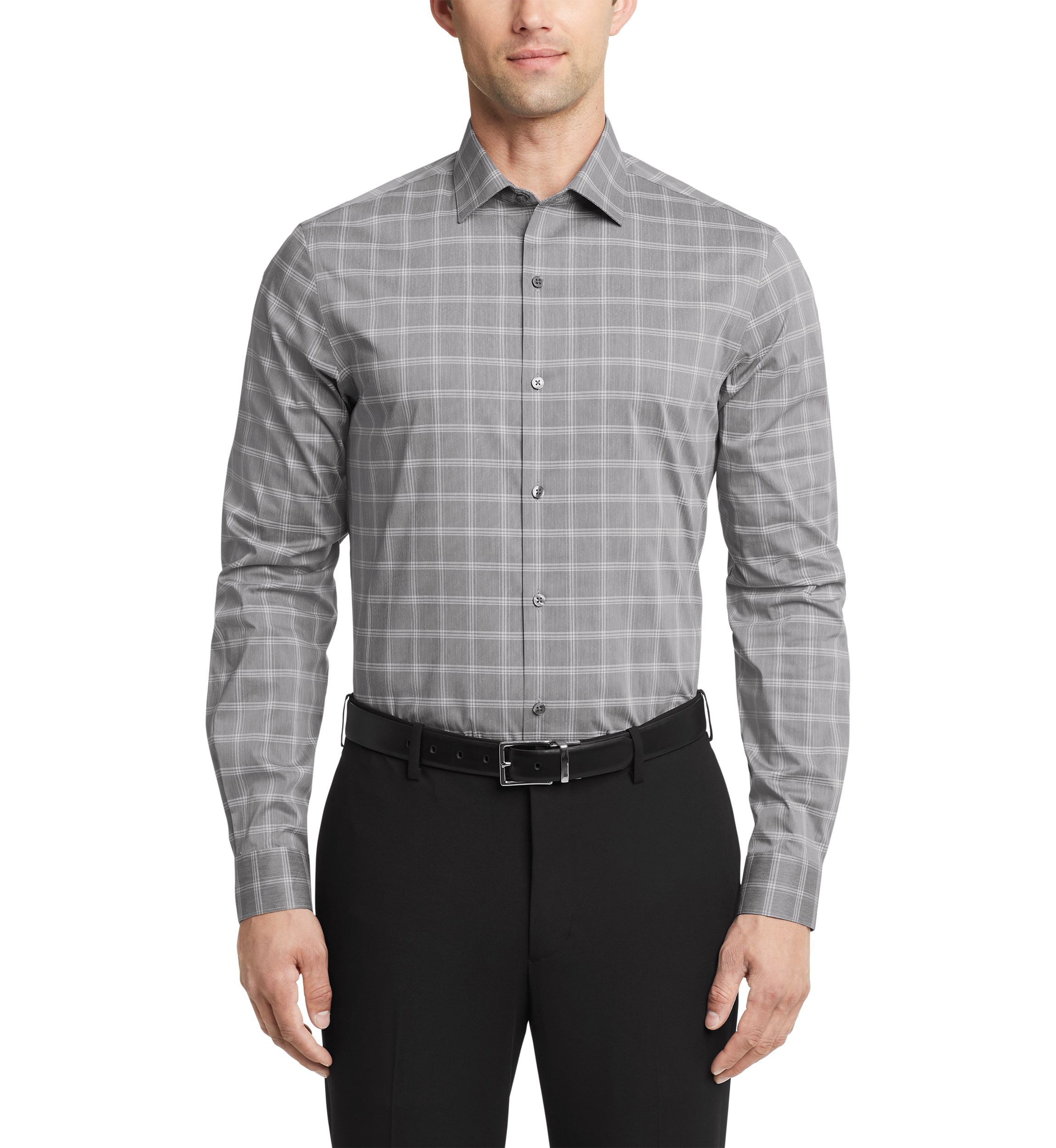 Mens Tall Regular Fit Wrinkle Free Plaid Shirt