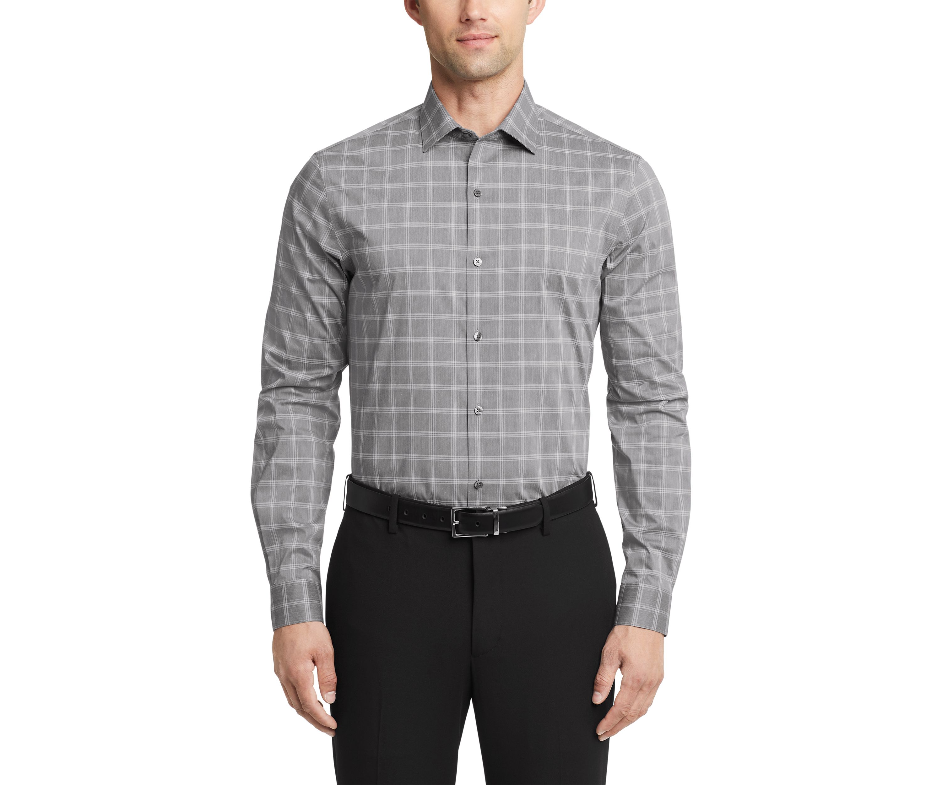 Mens Tall Regular Fit Wrinkle Free Plaid Shirt