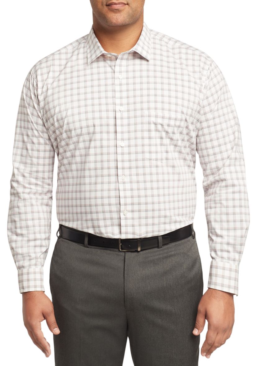 Mens Big Regular Fit Wrinkle Free Plaid Shirt