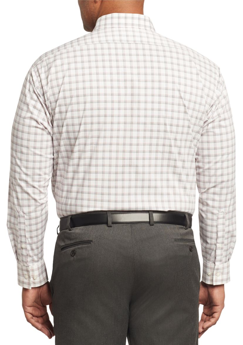 Mens Big Regular Fit Wrinkle Free Plaid Shirt