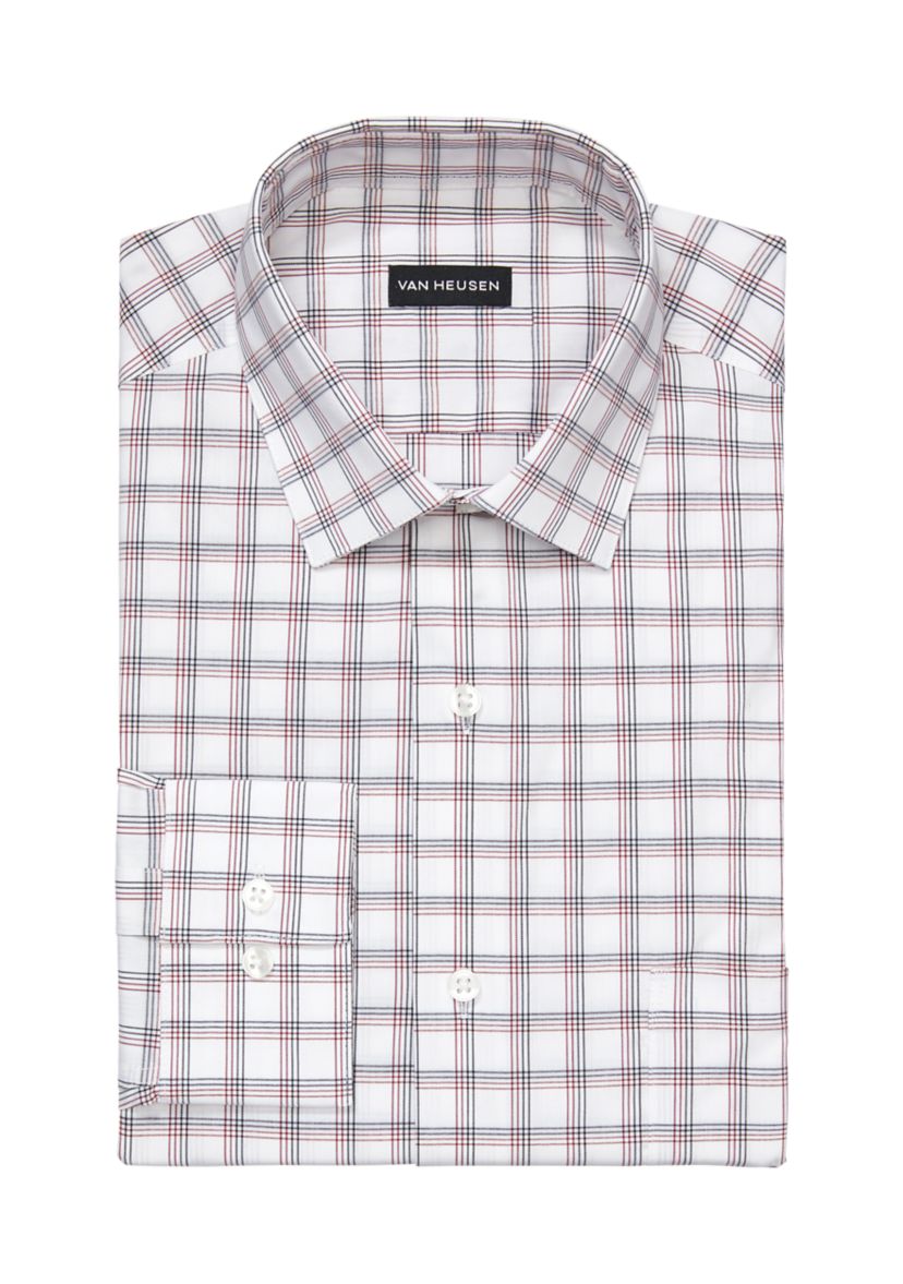 Mens Tall Regular Fit Wrinkle Free Plaid Shirt