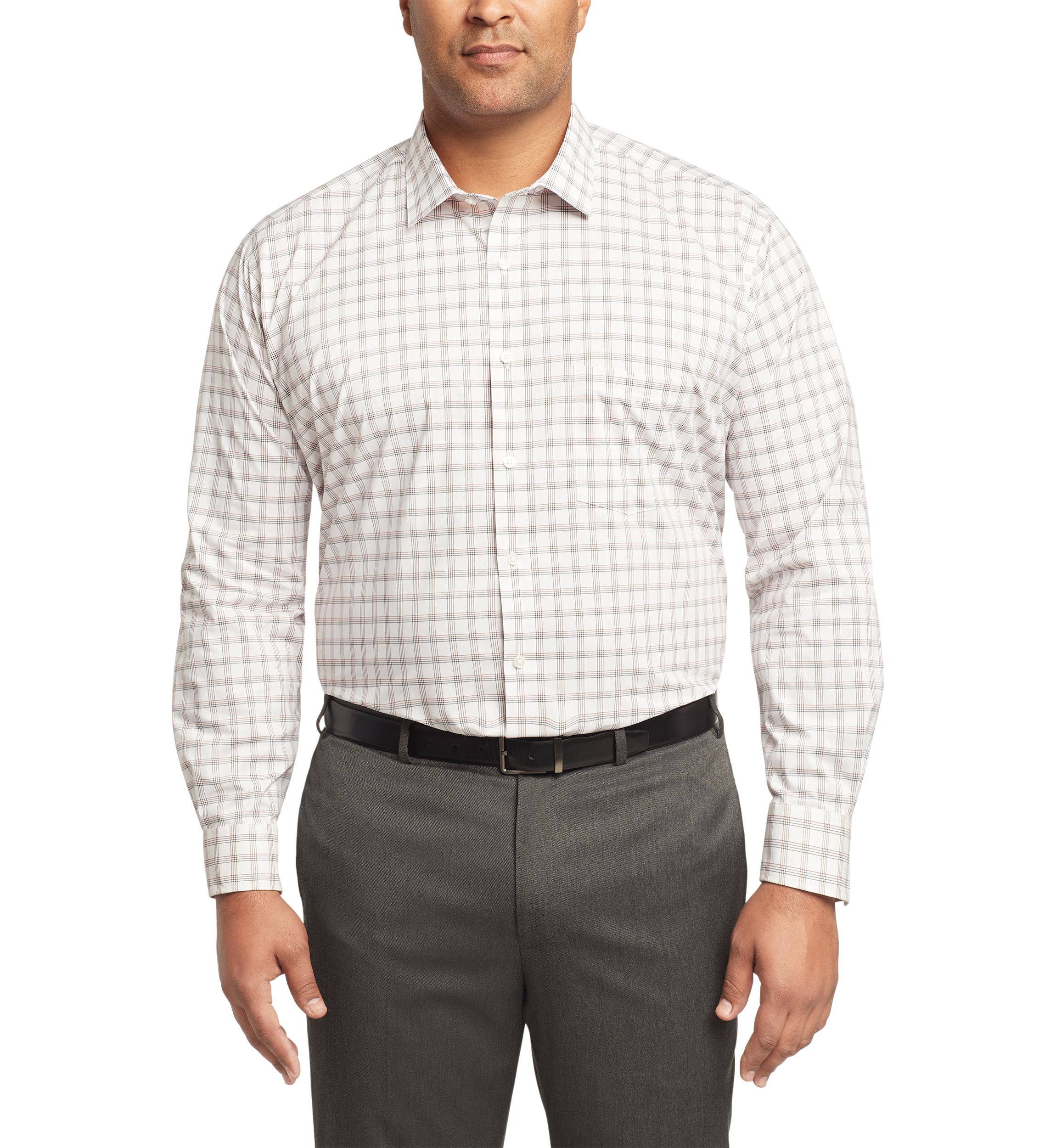 Mens Tall Regular Fit Wrinkle Free Plaid Shirt