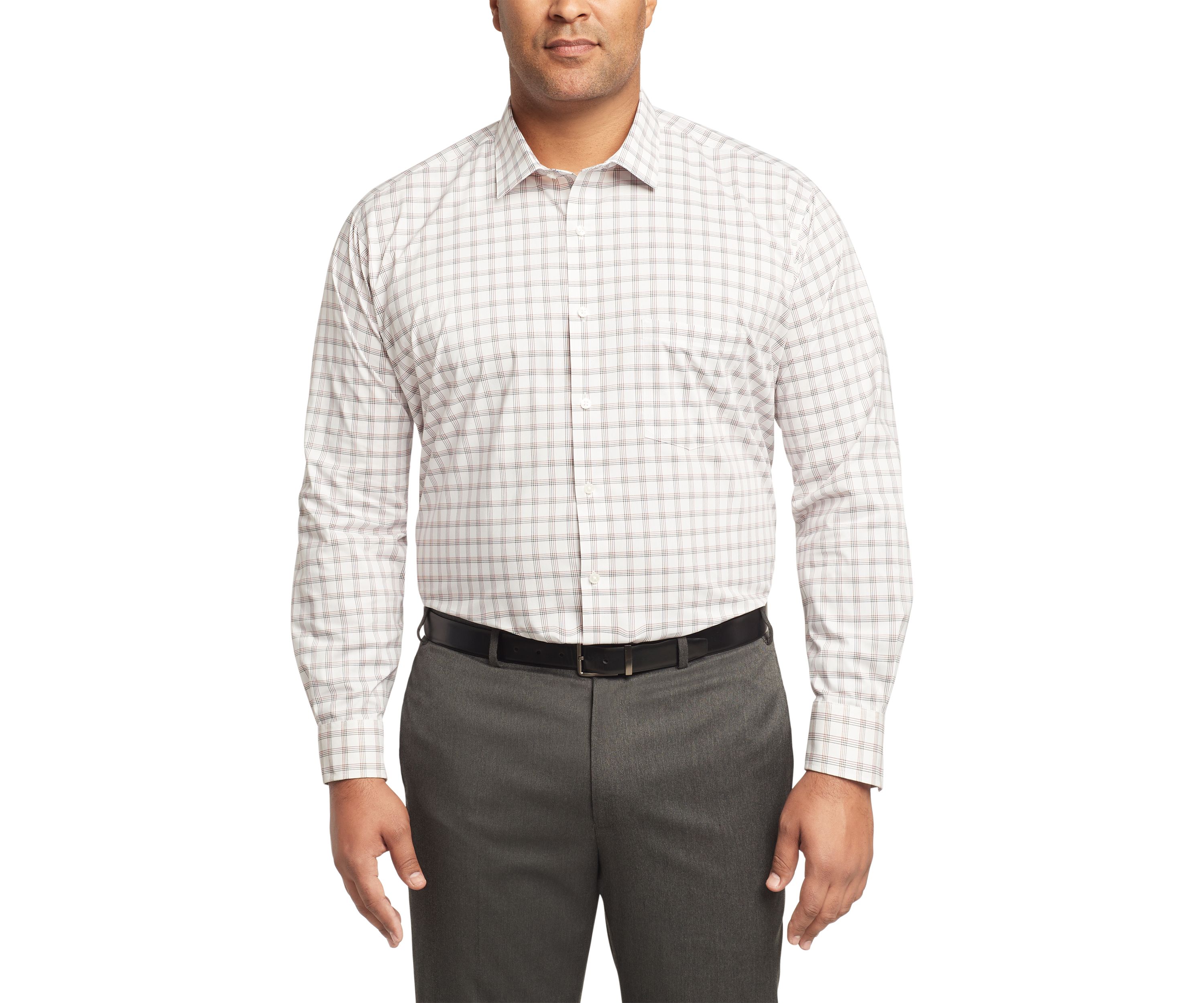Mens Tall Regular Fit Wrinkle Free Plaid Shirt