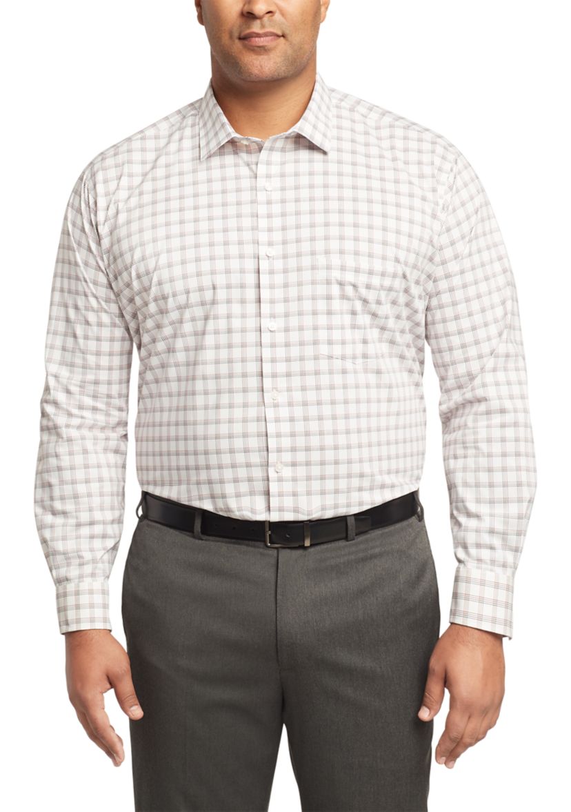 Mens Tall Regular Fit Wrinkle Free Plaid Shirt