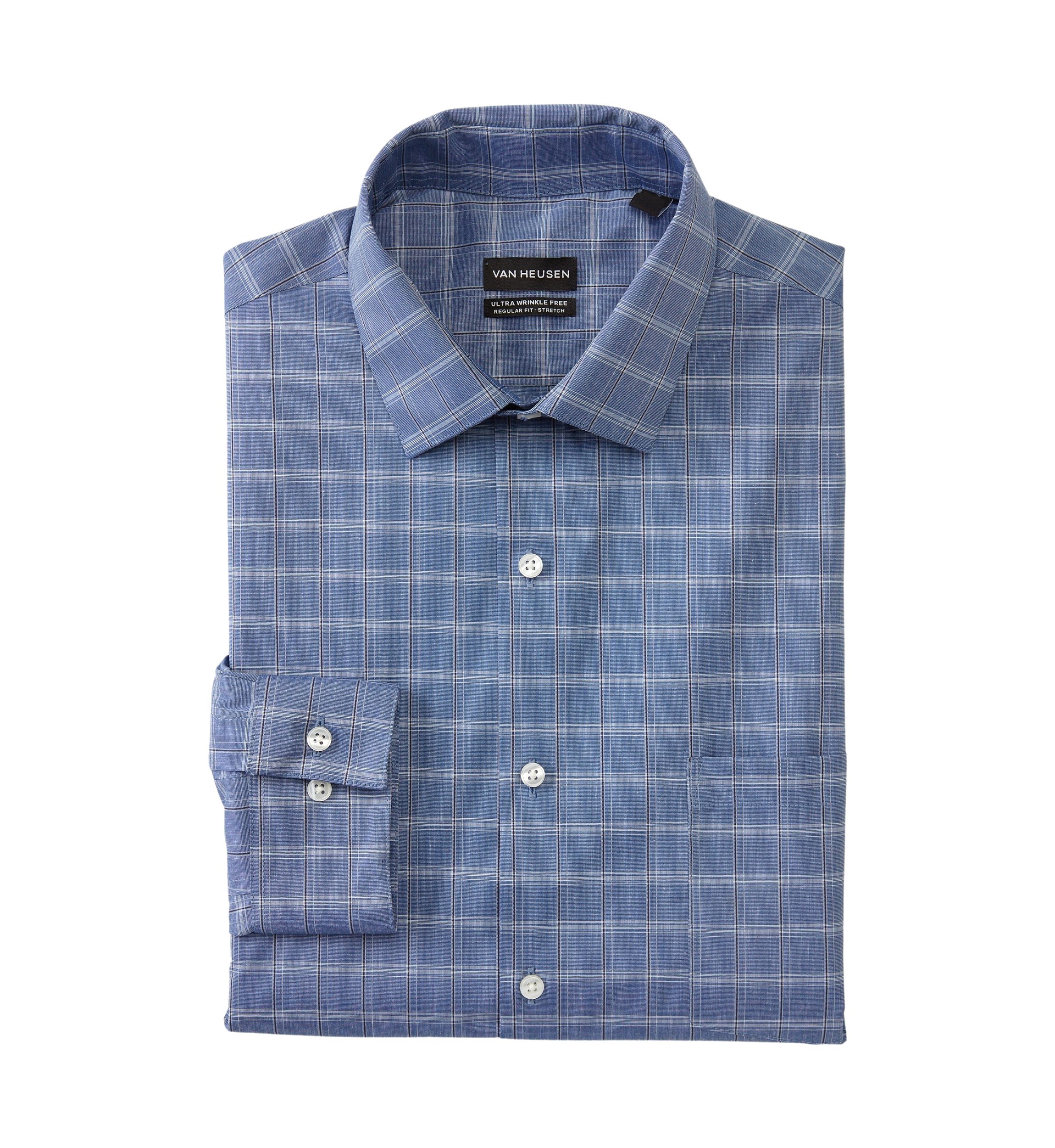 Mens Tall Regular Fit Wrinkle Free Plaid Shirt 