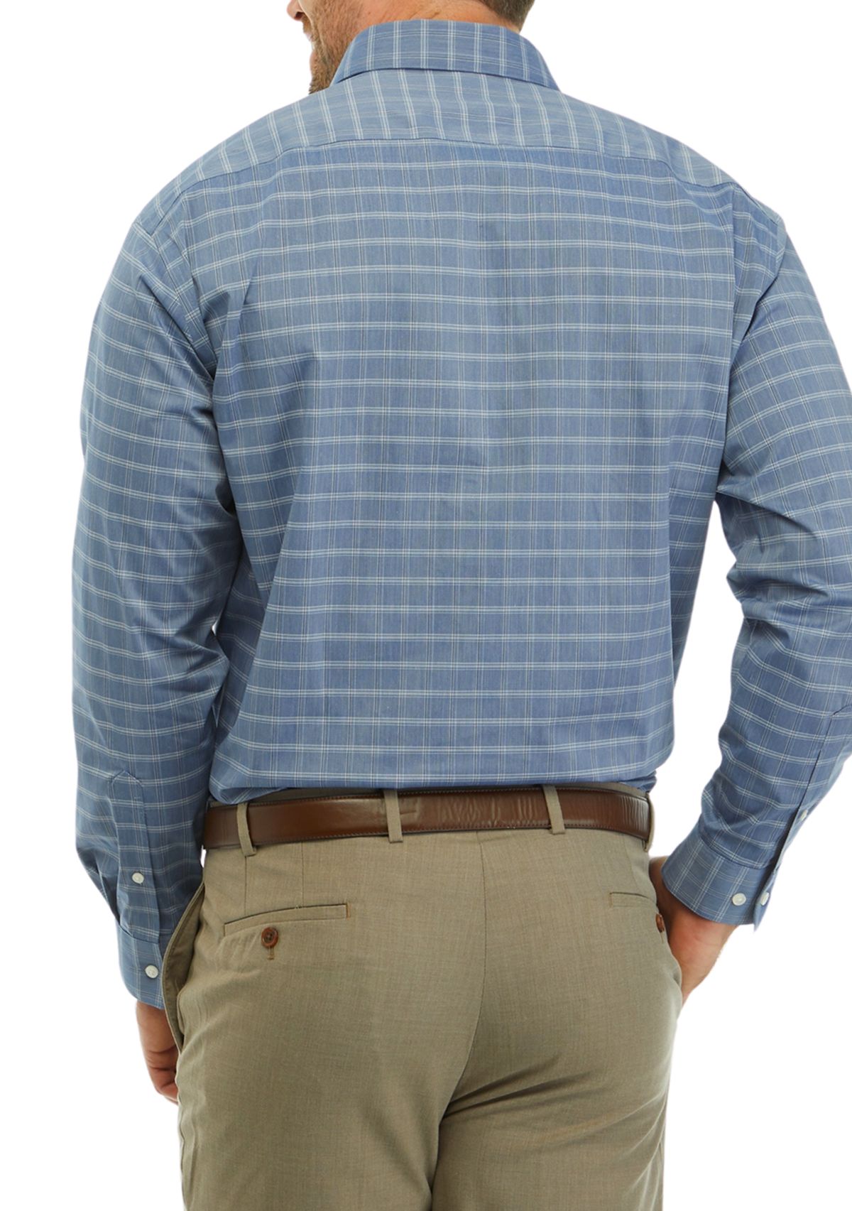 Mens Tall Regular Fit Wrinkle Free Plaid Shirt 