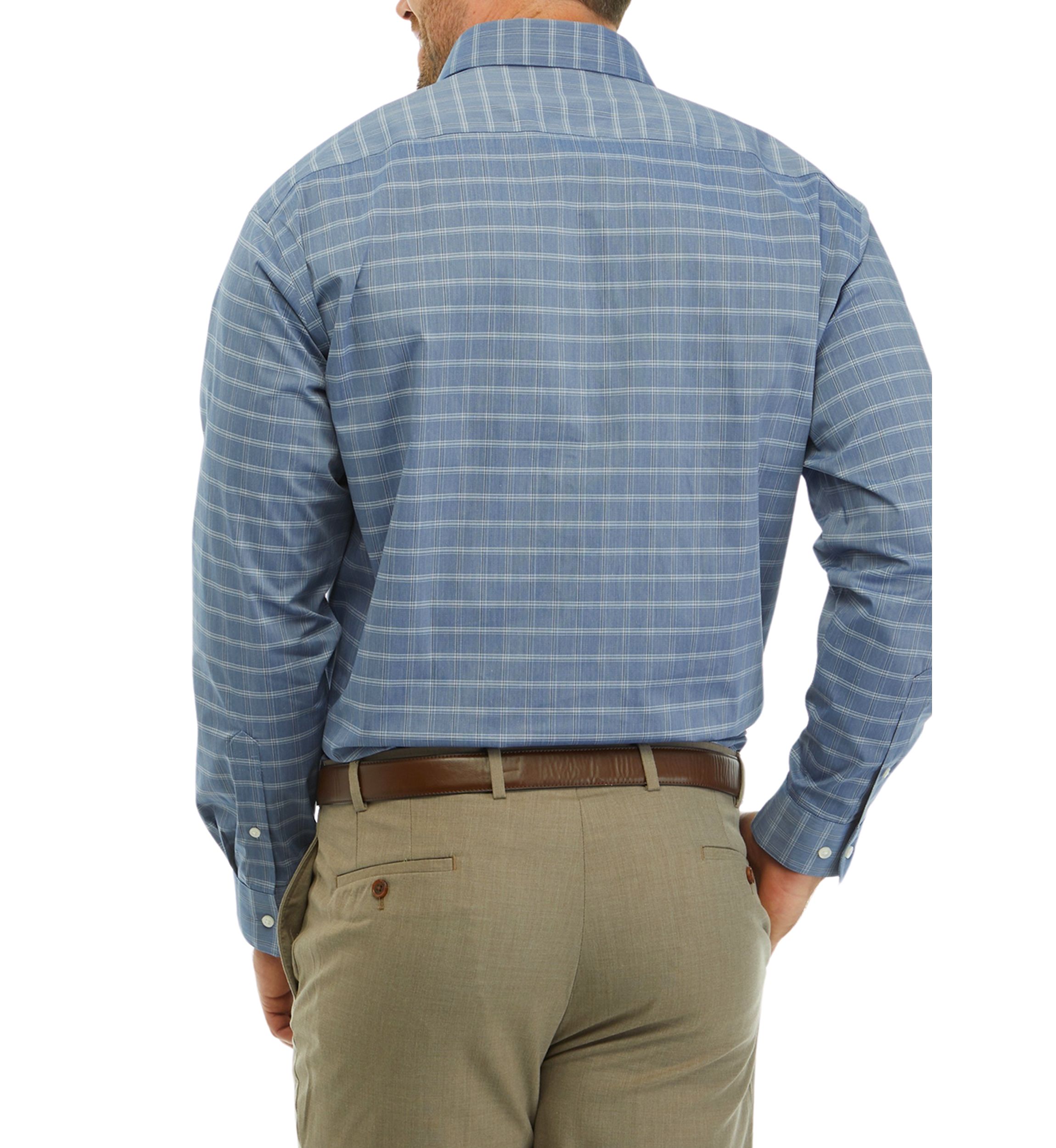 Mens Tall Regular Fit Wrinkle Free Plaid Shirt 