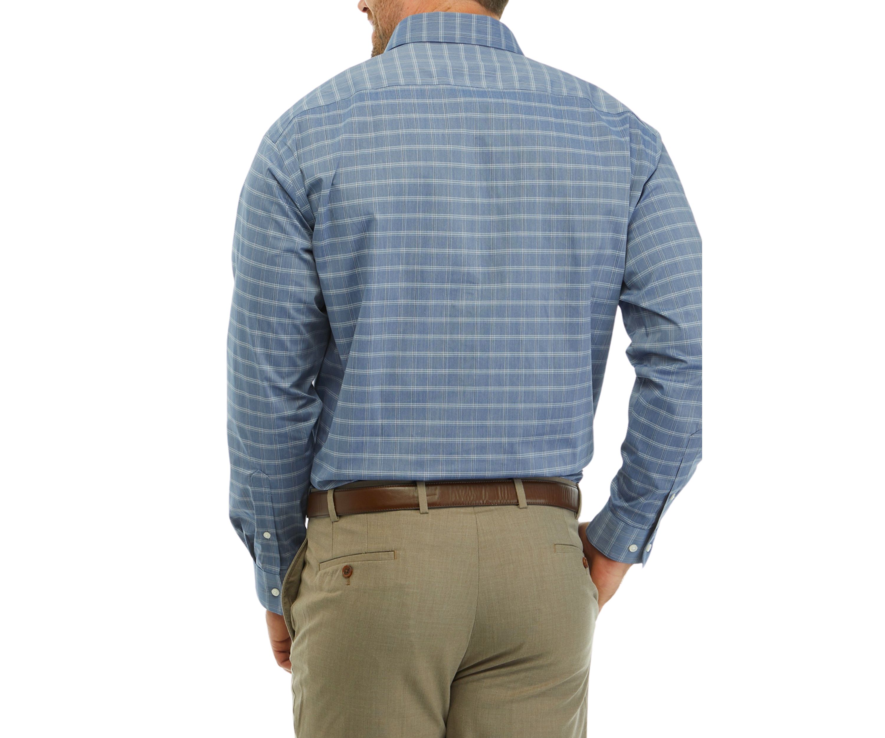 Mens Tall Regular Fit Wrinkle Free Plaid Shirt 