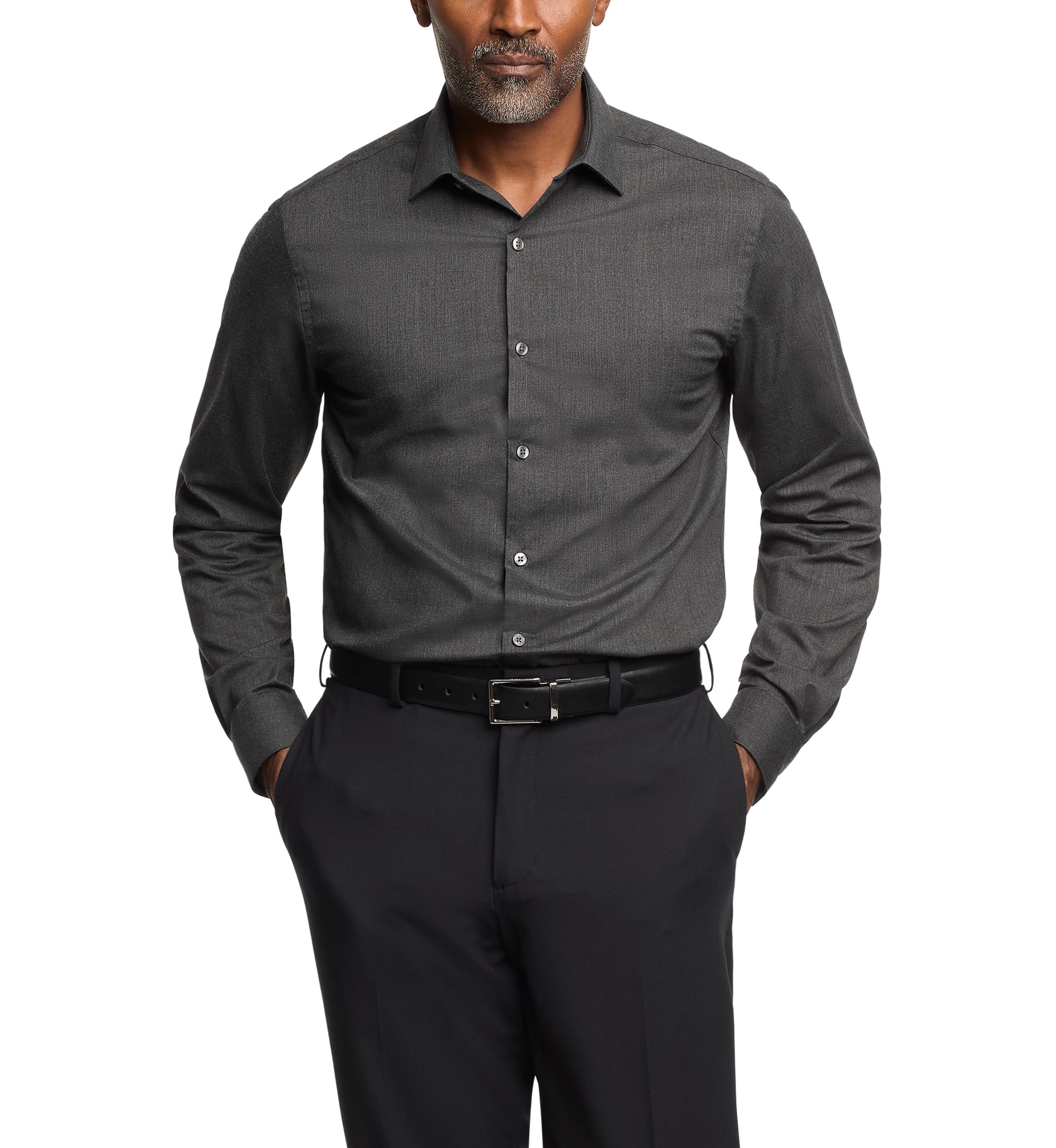 Mens Comfort Performance Slim Fit Dress Shirt