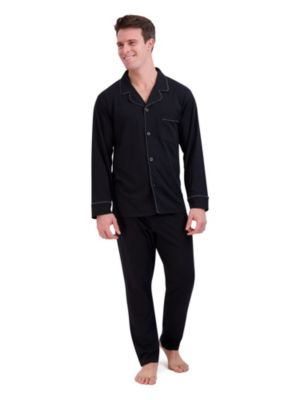 Hanes Men's Knit Pajama Set, Black, 3XL