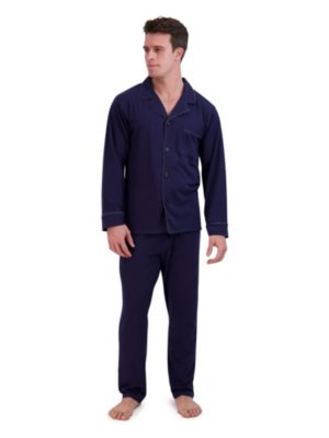 Hanes Men's Knit Pajama Set, Navy Blue, Small