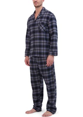 Hanes Men's Flannel Pajama Set, Grey, Small