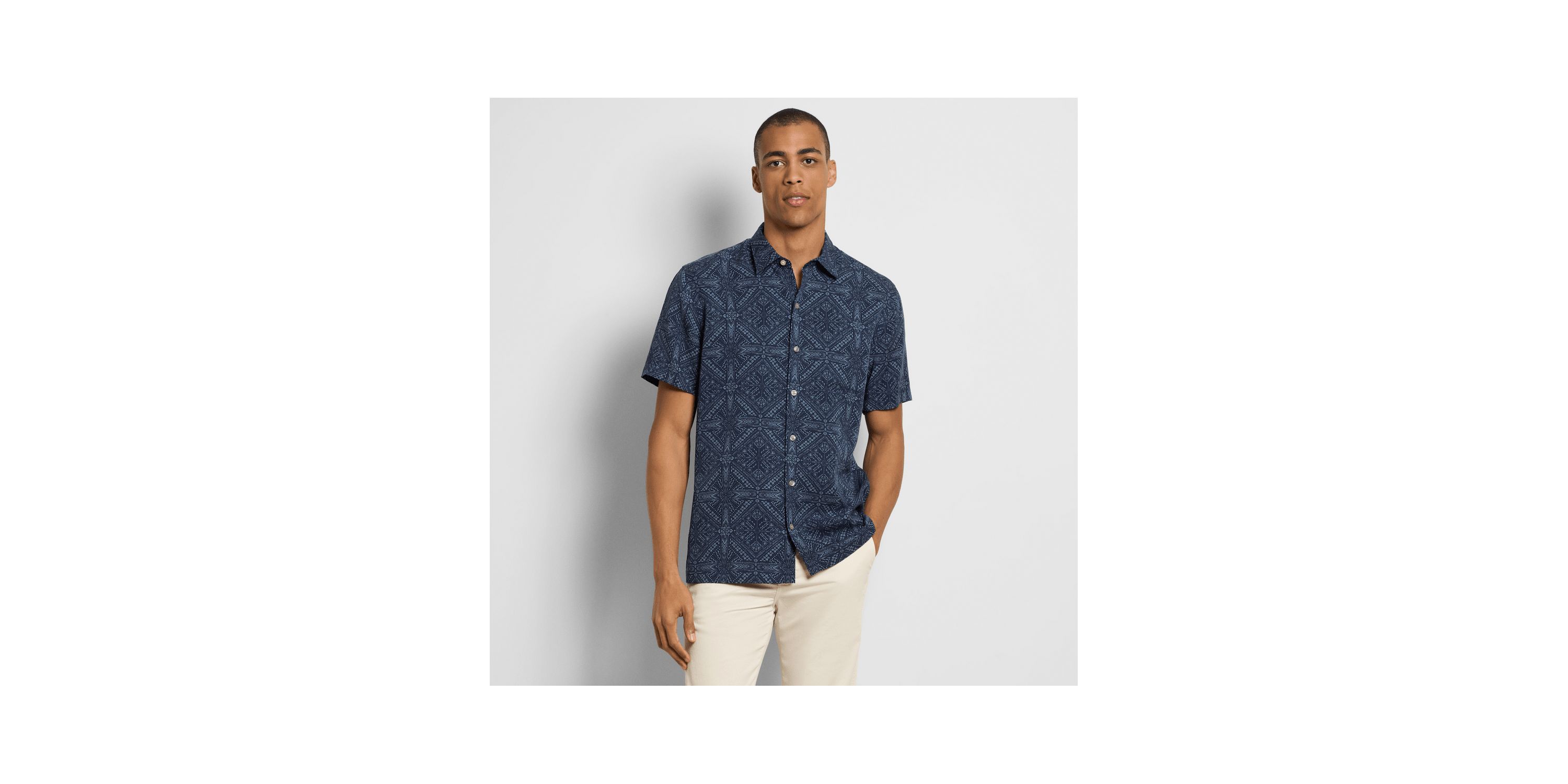 Short Sleeve Bandana Print Camp Shirt