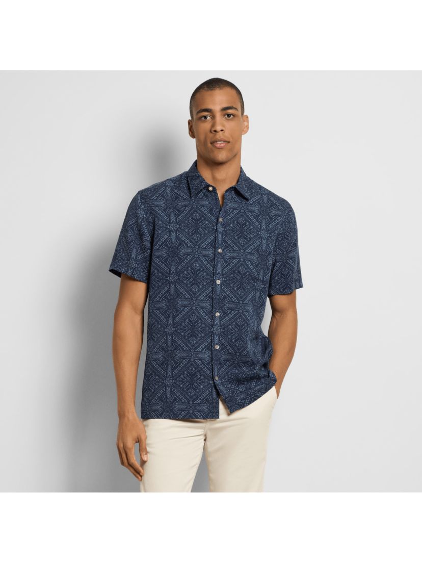 Short Sleeve Bandana Print Camp Shirt