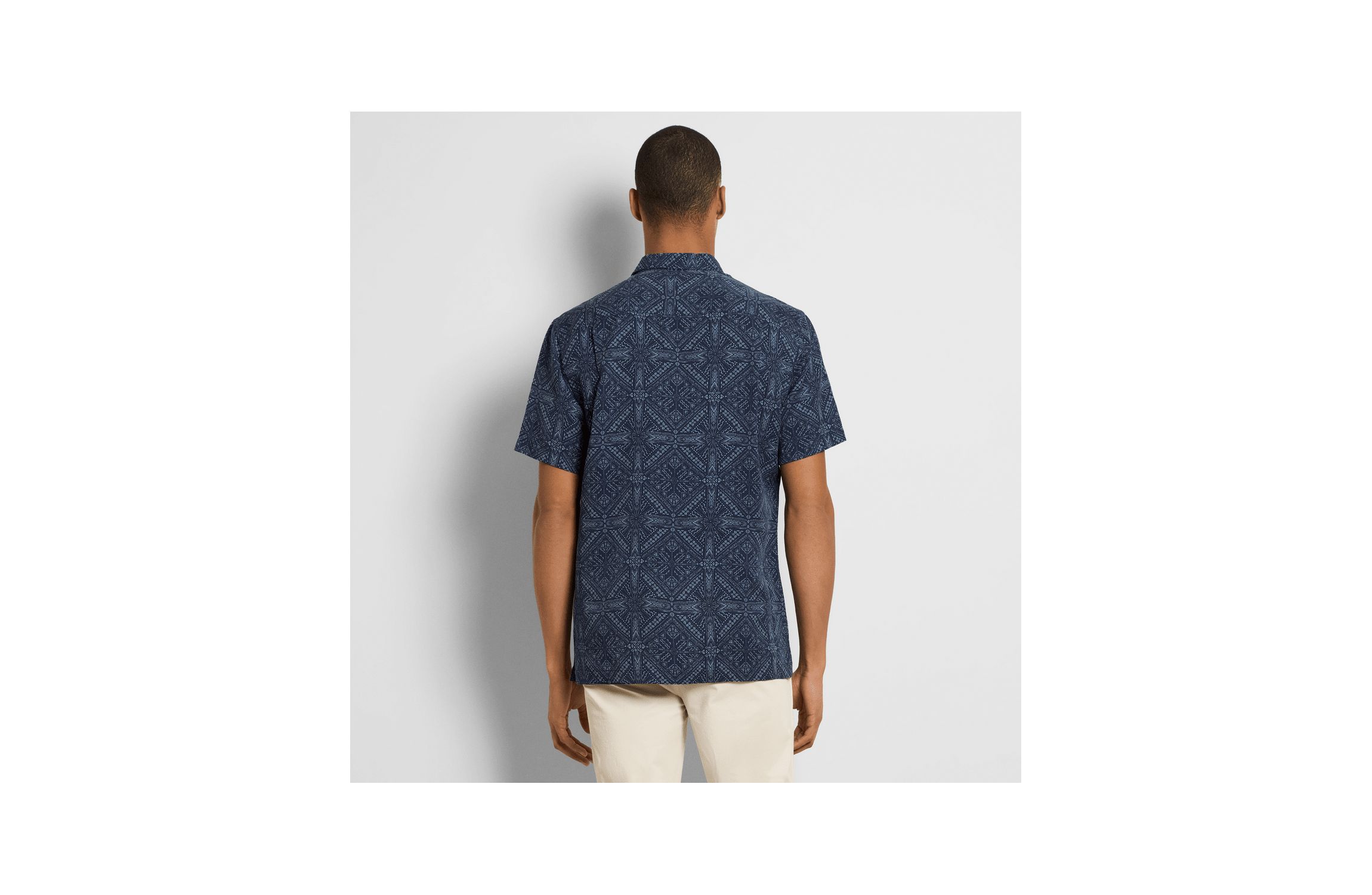 Short Sleeve Palm Print Camp Shirt