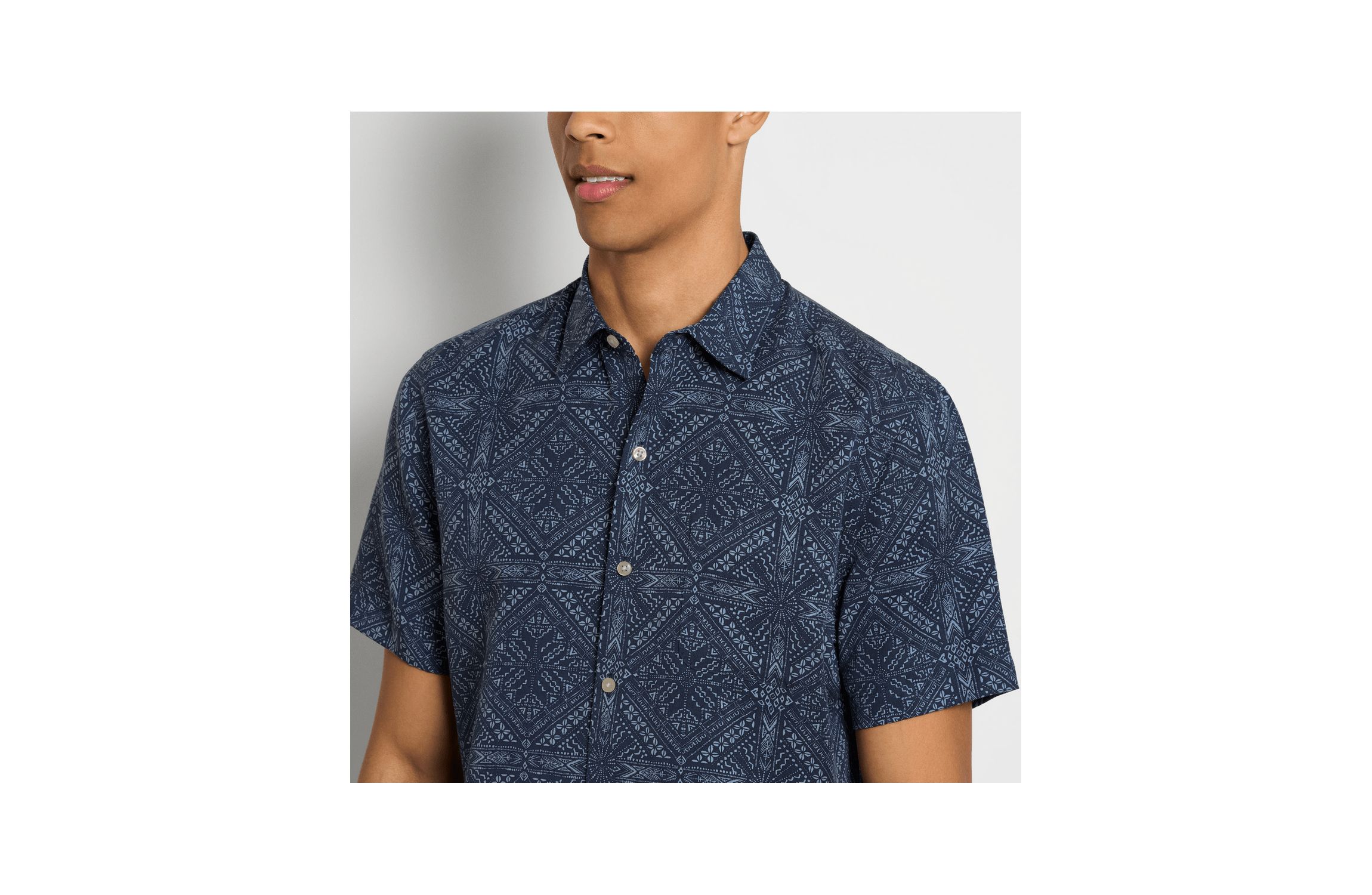 Short Sleeve Palm Print Camp Shirt