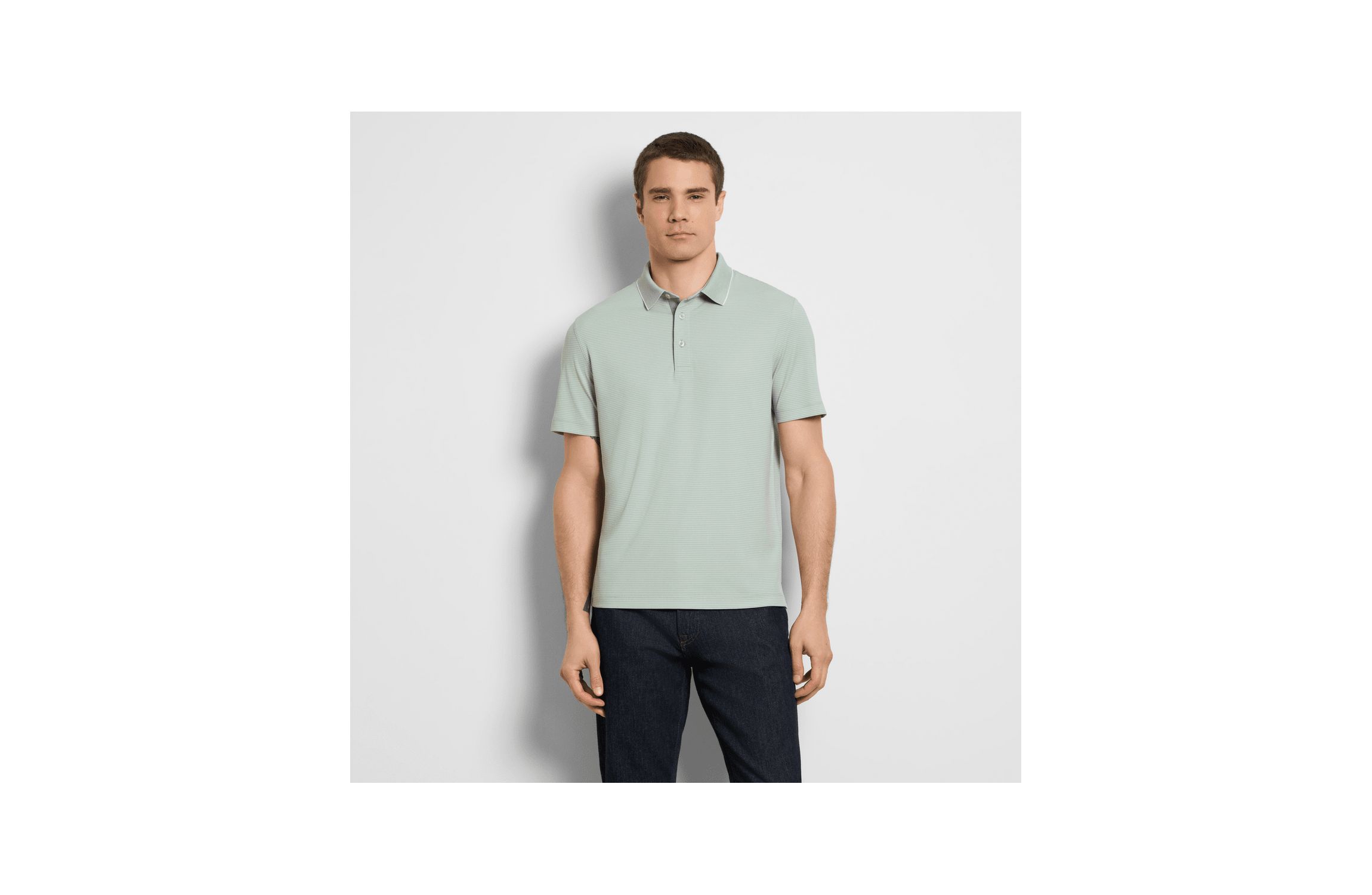 Birdseye Stripe Polo Short Sleeve Shirt
