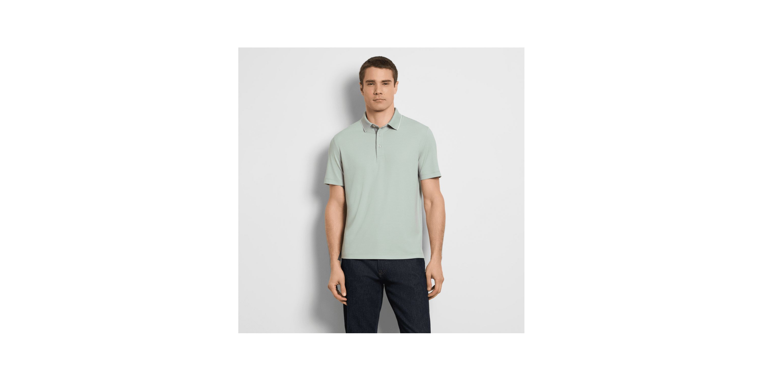 Birdseye Stripe Polo Short Sleeve Shirt