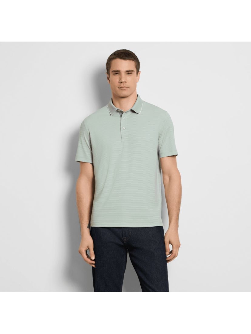 Birdseye Stripe Polo Short Sleeve Shirt