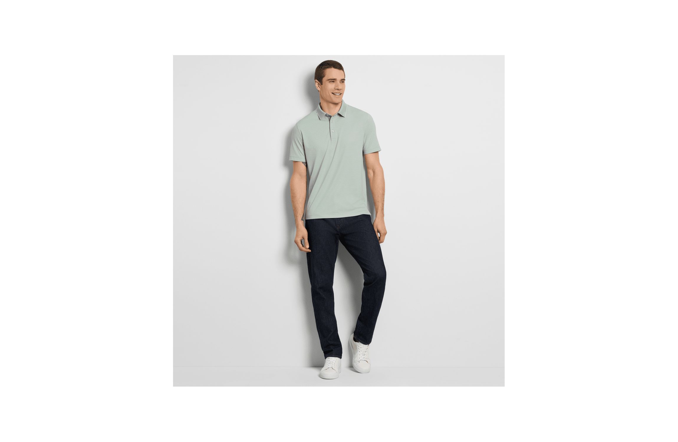 Birdseye Stripe Polo Short Sleeve Shirt