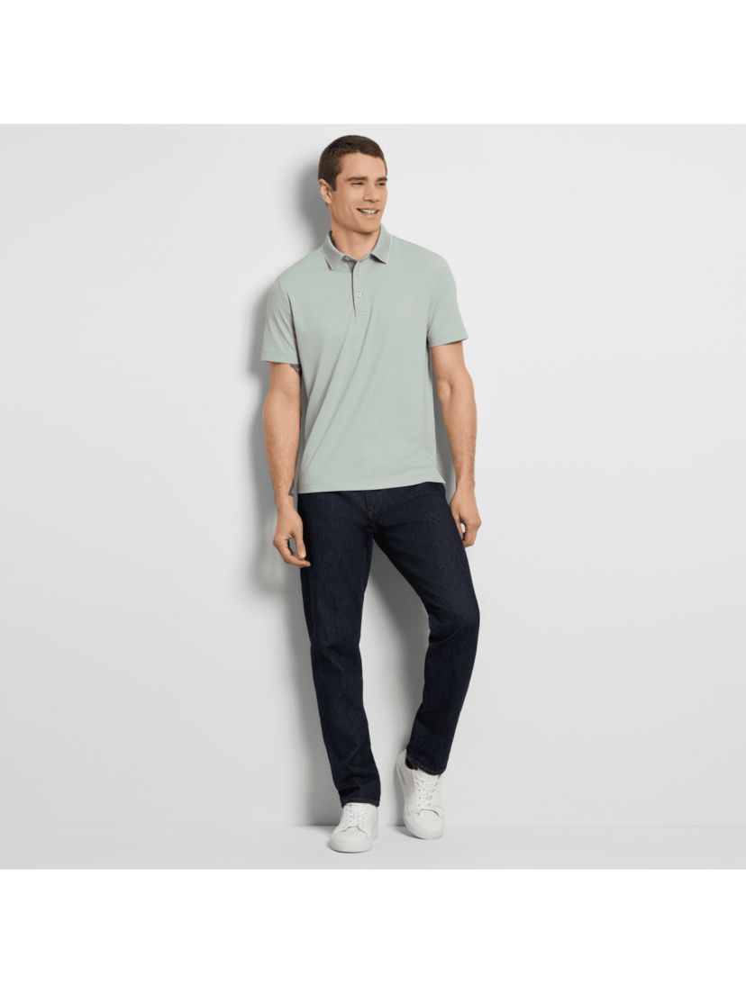 Birdseye Stripe Polo Short Sleeve Shirt