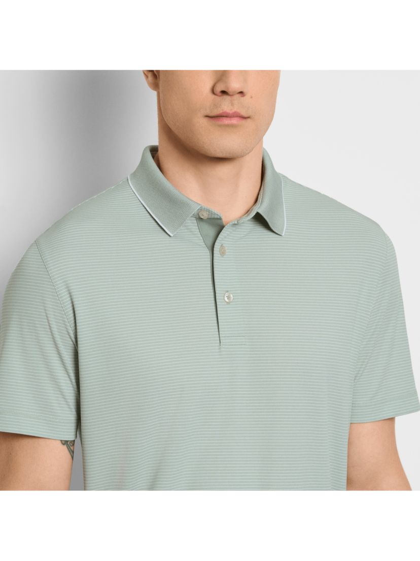 Birdseye Stripe Polo Short Sleeve Shirt