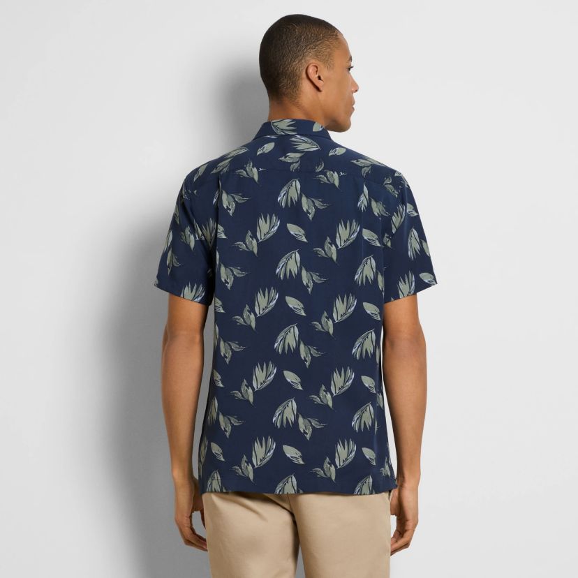 Short Sleeve Lily Leaf Print Camp Shirt