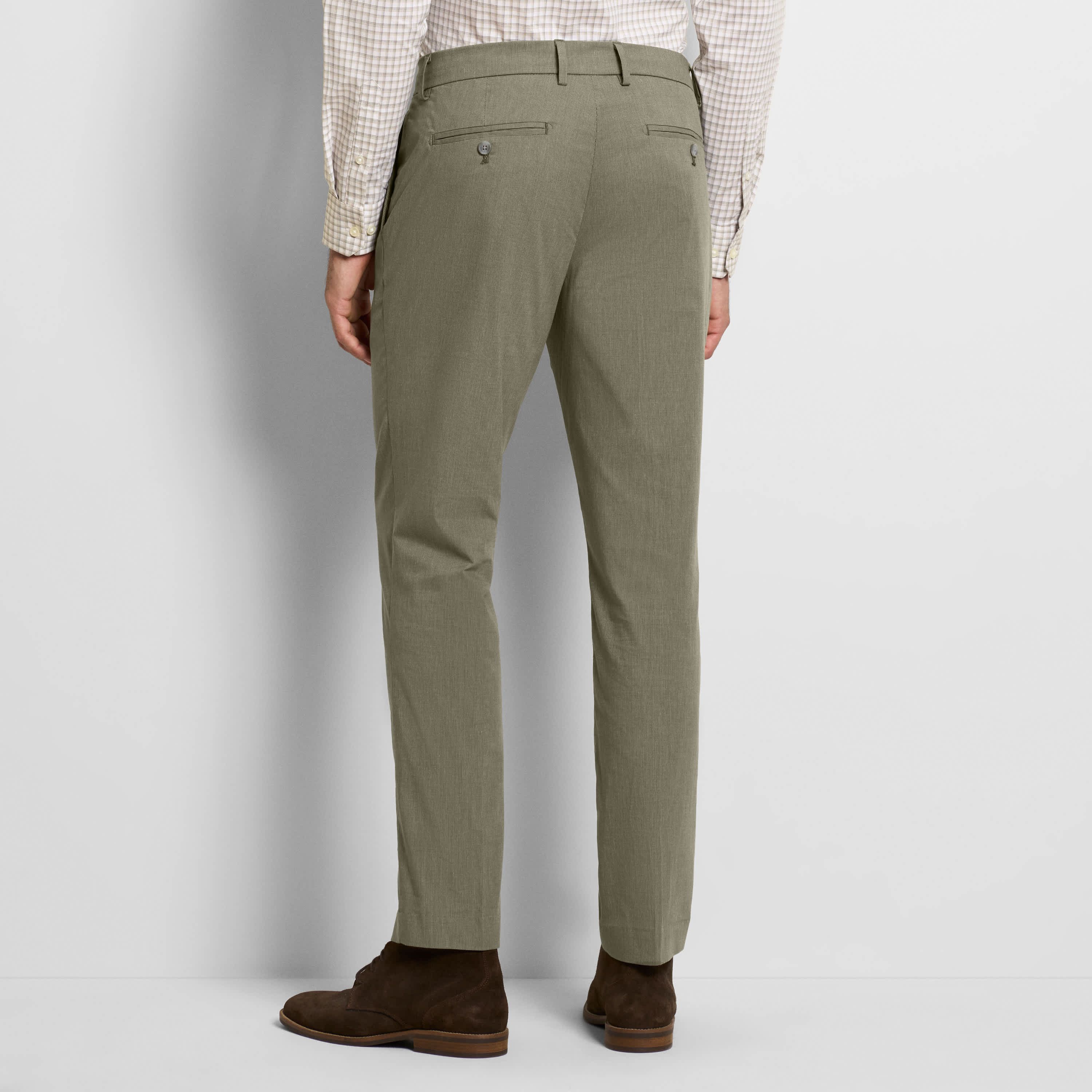 Straight Fit Cotton Fine Stripe  Pants